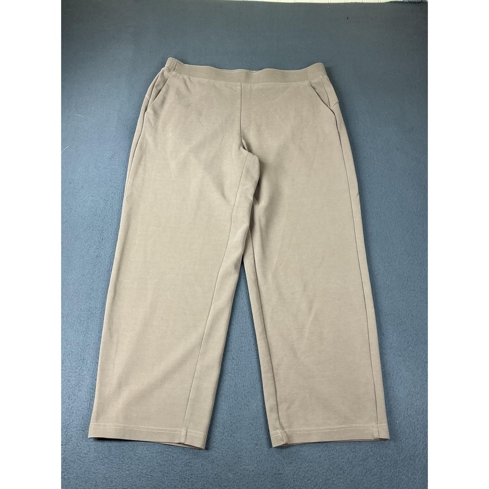 OGL Pants Womens L Beige Cropped Straight Jersey Modal Polyamide Pull On Lined